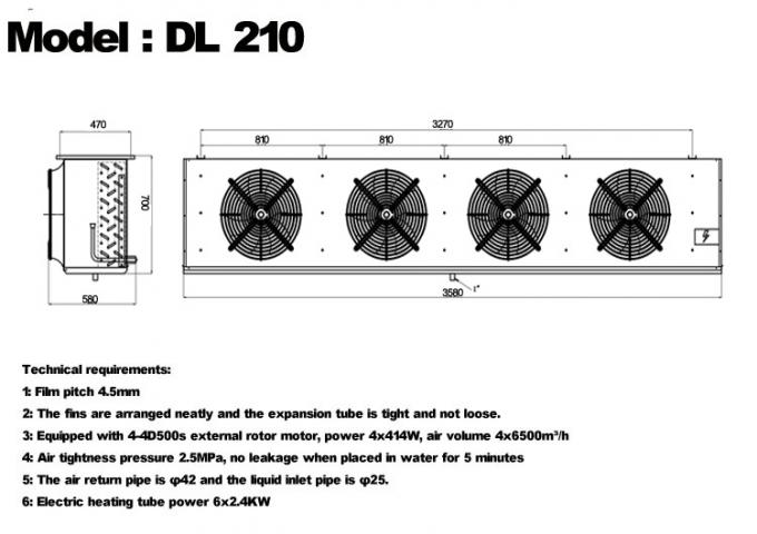 DL 시리즈 DL22 단위 냉장고 CE 인증 맞춤형 공기 냉장고 3HP 냉장고 증발기 천장 증발기, 창고 냉장고, 냉장고 방, 채소 냉장고에 적합 10