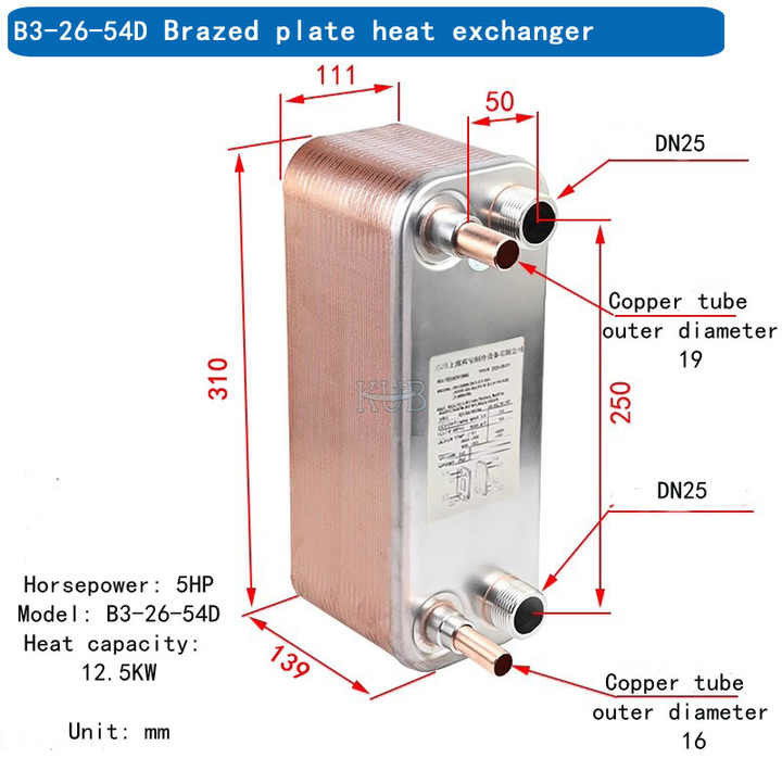 B3-26-54D 인터컴비아도어 안산화 가전 보일러 예비 부품 5HP 증발기 용접판 열 교환기 가격