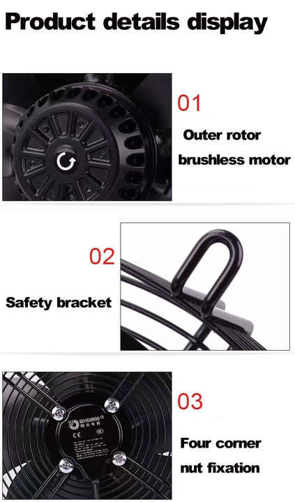 YWF 시리즈 200 ~ 630mm 냉장고 팬 블레이드 모터 콘덴서 증발기 팬 제조업체 외부 로터 축적 흐름 팬