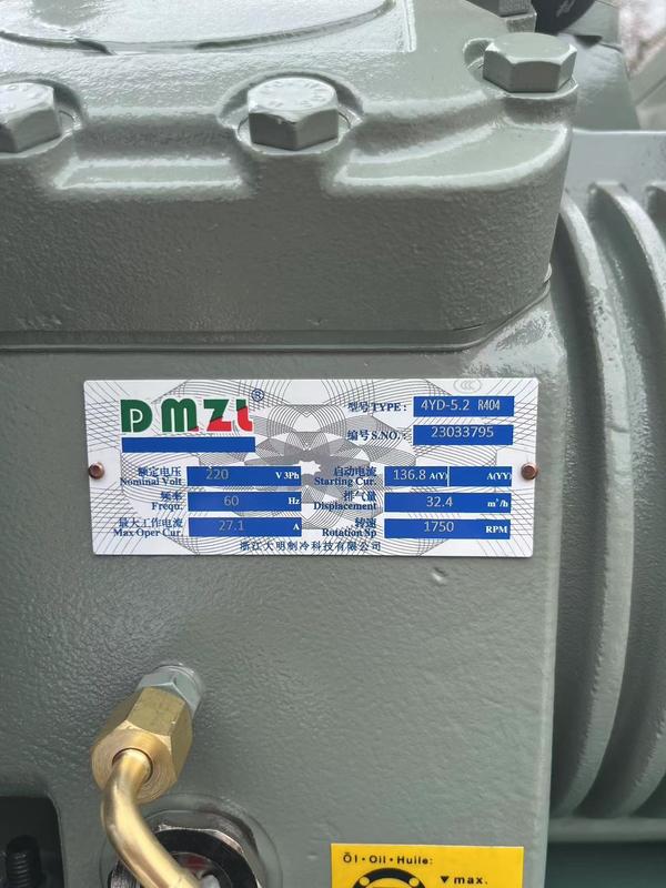 5HP 물 냉각 콘덴싱 유닛 껍질 및 튜브 냉동실 220V 3PH 60HZ의 바다 물 콘덴서