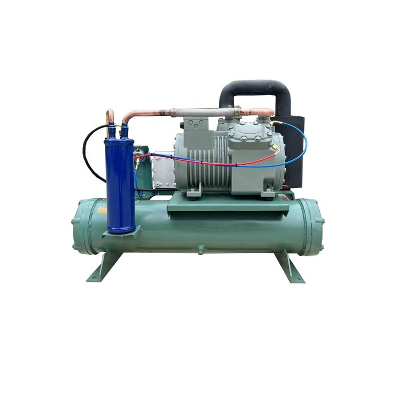 5HP 물 냉각 콘덴싱 유닛 껍질 및 튜브 냉동실 220V 3PH 60HZ의 바다 물 콘덴서