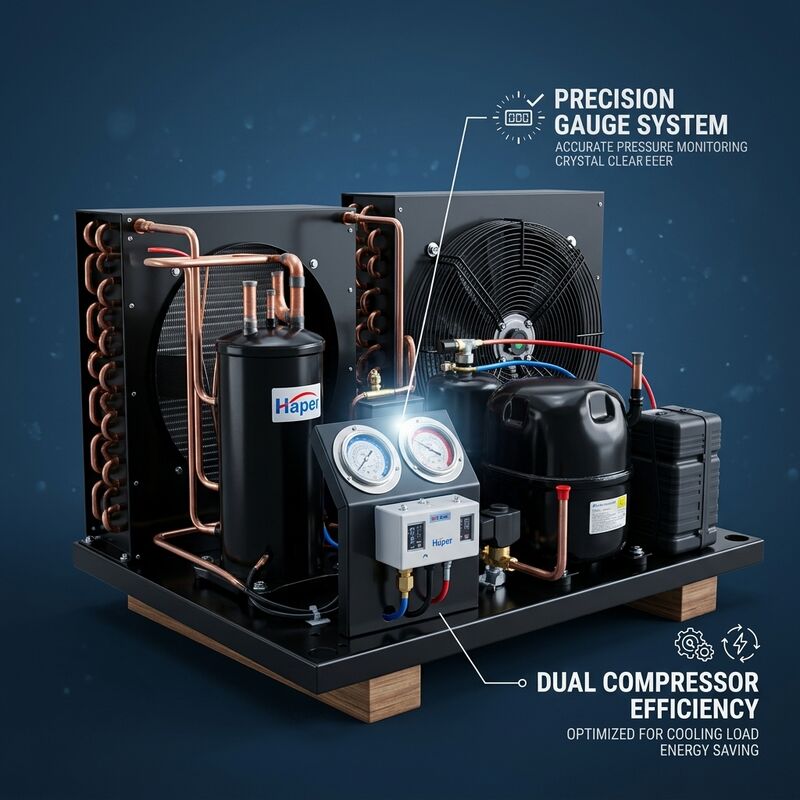 CE ISO 인증 소형 응축 장치 2HP 밀폐형 스크롤 R134a R404A 유럽 시장 준수 냉장실 냉동고